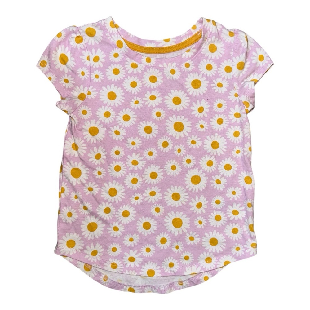 Cat & Jack *Purple* & White Floral Short Sleeve T-Shirt w Daisy Print, EUC 4T